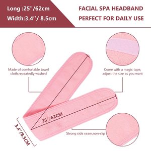 HB1214A Bandeau personnalisé avec logo brodé pour le maquillage, le lavage du visage, le bain, les soins de la peau, les salons de beauté et les spas, pour filles - Product Image 4