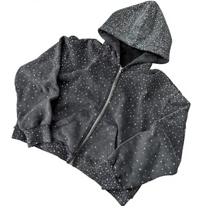 Sudadera Unisex Extra Grande con Capucha y Cierre, con Estampado de Puntos Blancos, Manga Larga, Felpa Francesa, Ropa Casual de Otoño - Product Image 1