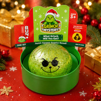 Bestseller de Noël transfrontalier : Jouet anti-stress Grinch Bun en silicone créatif, souple et amusant, pour la décompression et la libération de l'excès d'énergie, emballé en boîte