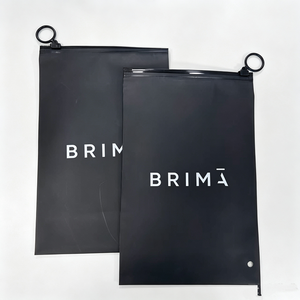 Semi‑Transparent Matte Black Ring Pull Zipper Pouch Custom White Logo Printing Garment Packaging Bag - Product Image 4