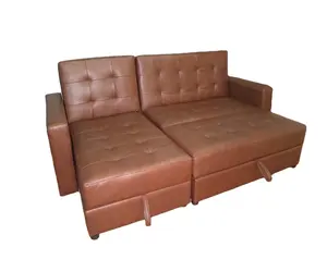 Canapé d'angle en cuir futons européen avec rangement pour maison et appartement