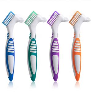 Brosse de nettoyage pour prothèses dentaires avec logo personnalisé et manche - Brosse à dents double face pour prothèses dentaires, idéal comme cadeau promotionnel - Product Image 2