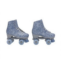 Patins à roulettes ajustables à 4 roues lumineuses en cuir synthétique PVC pour filles et adultes, vente en gros