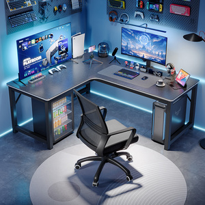 <span class=keywords><strong>Bureau</strong></span> d'ordinateur d'<span class=keywords><strong>angle</strong></span> moderne avec étagère Bibliothèque E-Sports Double <span class=keywords><strong>bureau</strong></span> Chambre <span class=keywords><strong>Bureau</strong></span> en forme de L pour la maison Table d'ordinateur en bois - Product Image 2