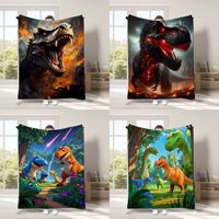 Couverture en flanelle à imprimé dinosaure, motif Dino, douce, chaude et confortable, décoration de chambre d'enfant, cadeau d'anniversaire pour enfants