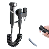 Ensemble de robinet de bidet mural moderne en acier inoxydable noir, auto-nettoyant, avec douchette à pression pour WC