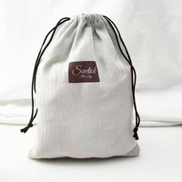 Sac à poussière en toile de coton de luxe, sac en mousseline bio avec logo personnalisé imprimé, pochette cadeau à cordon