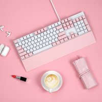 Clavier de bureau filaire 104 touches avec repose-poignets, design ergonomique, compatibilité USB, structure métallique, Plug & Play pour le jeu et l'utilisation sur ordinateur portable