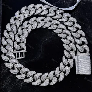 Pear And Round Cut Customize Cuban Links Iced Out Silver Moissanite Cuban Competitive Price Diamond Chain Miami Cuban Link