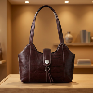 Bolso de Mano de Cuero Genuino BS INTERNATIONAL, Personalizable, Resistente al Agua, con Cierre, Dos Asas y Correa Cruzada - Product Image 2