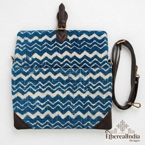 Blue Ikat Block Print Sling Bag Wholesale Boho Chevron Cotton Crossbody Purse Handmade <b>Shoulder</b> Bag Export India - Product Image 4