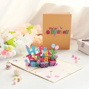 Kartu Popup Ulang Tahun 3D hadiah lucu kartu ulang tahun dengan amplop hadiah Ideal untuk anak laki-laki perempuan anak laki-laki suami