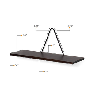 Moma <strong>Walnut</strong> Wood <strong>Floating</strong> Wall Mount <strong>Shelves</strong> 4-piece Farmhouse Decor Set with Triangle Bracket for Living Room - Product Image 3