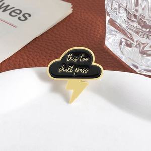 Este también pasará amor esmalte Pin nube oscura relámpago citas inspiradoras broche mochila solapa insignia joyería regalo al por mayor - Product Image 3