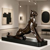 Sculpture de léopard élégante, artisanale et sur mesure - Art personnalisé pour les espaces haut de gamme, sculpture en bronze