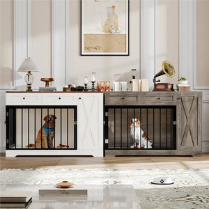 Caisse pour chiens à double porte avec <span class=keywords><strong>tiroir</strong></span> Armoire de rangement Meubles en bois pour <span class=keywords><strong>animaux</strong></span> de compagnie Petit et moyen chenil d'intérieur - Product Image 3