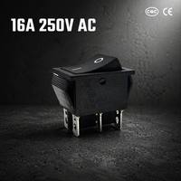 Interrupteur à bascule unipolaire DPDT 6 positions SUDA KCD4-202C ON-OFF, matériau PA66/PC, 16A 250V, indice de protection IP40, 10000 cycles mécaniques