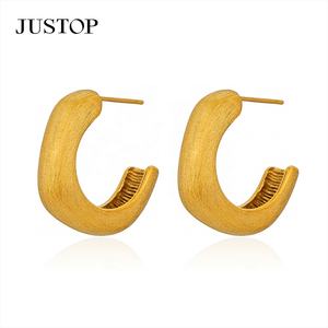 Pendientes de Aro Modernos, Impermeables, de Acero Inoxidable, Chapados en Oro de 18K, Hipoalergénicos, con Gancho, Joyería de Moda Infantil - Product Image 4