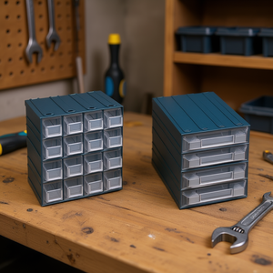 TTAKE Drawer <b>Cabinet</b> Label Cab <b>Tool</b> Containers 4 Tier Stackable <b>Storage</b> With Clear Front Drawers For Workshop Organization - Product Image 2