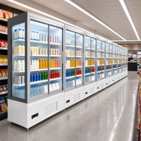 Vitrine Réfrigérée Verticale Commerciale de Haute Qualité à Température Unique avec Porte Coulissante en Verre, Refroidissement par Air et Contrôle Numérique