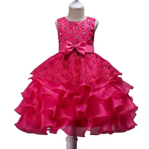高品质网上购物印度女孩连衣裙填充设计儿童派对礼服