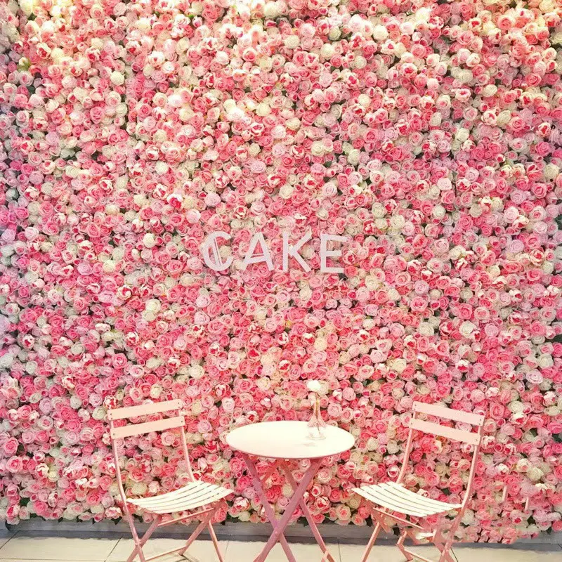 Настенная Цветочная стена 5D 3D рулон тканевая Цветочная стена Свадебный декор искусственная Шелковая Роза цветочная панель фон Цветочная стена