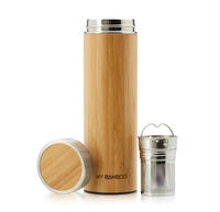 Termos Tekanan Udara Bambu Alami Rewood Ramah Lingkungan, Botol Vakum Berinsulasi Baja Tahan Karat untuk Minuman Panas/Dingin, Cocok untuk Berkemah