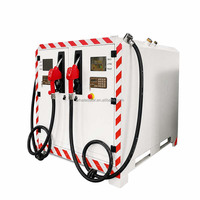 Station-service mobile, distributeur de carburant portable avec 3 buses, 2 tuyaux, système de jauge de réservoir, pompe, mini-station de remplissage