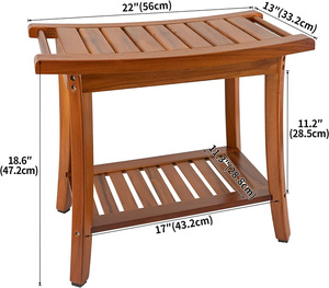 Banc de <span class=keywords><strong>douche</strong></span> en teck avec poignées, <span class=keywords><strong>tabouret</strong></span> de bain Spa en <span class=keywords><strong>bois</strong></span> avec rangement - Product Image 4
