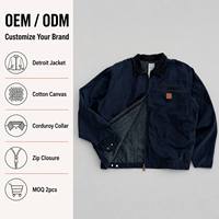 Veste de travail réversible pour hommes style Detroit J97 en toile délavée avec col en velours côtelé, manteau décontracté doublé, logo personnalisé, vente en gros