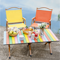 Tables de camping pliantes réglables en alliage d'aluminium couleur arc-en-ciel, faciles à transporter, design moderne Table de plage Table de pique-nique