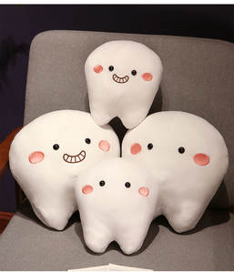 Coussin en peluche personnalisé en forme de dent de dessin animé avec expression mignonne, jouet, poupée, marionnette, coussin de maison, poupée en tissu - Product Image 2