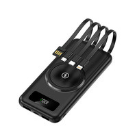 Cable incorporado HY585 Recarga rápida 5V 2.1A Banco de energía inalámbrico 20000mAh para teléfono con impresión de logotipo personalizado