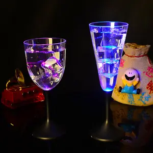 명확한 플라스틱 LED 축하 파티 바 ktv 사용자 정의 브랜드 로고 다채로운 빛 샴페인 유리 컵