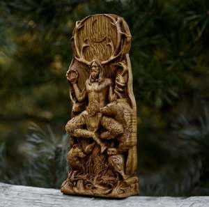 Sculpture en bois artisanale de Cernunnos, statue de Cernun, figurines, dieu cornu, dieu celtique, statue d'autel, dieu païen, dieu wiccan, druide - Product Image 3