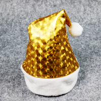 Cappelli di Babbo Natale Personalizzati Lucidi con Stelle Stampate al Laser, Berretti Natalizi Scintillanti