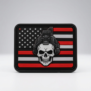 Custom Eco-Friendly PVC Skull Helmet American Flag 3D Tactical <b>Sew</b>-<b>On</b> Morale <b>Patch</b> for Bags Caps Uniforms - Product Image 2