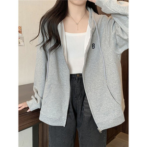 Women's Fleece Lined Hooded Sweatshirt Zip Up Loose Fit Thick Warm Coat With Pocket Spring Autumn Winter 2025 New Style - Product Image 3
