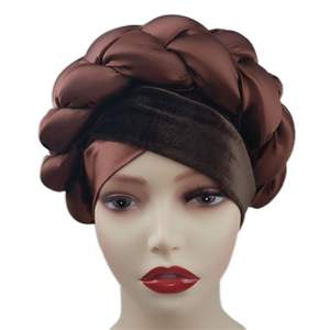 Couvre-chef en Satin africain pour <span class=keywords><strong>femme</strong></span>, Turban tressé, en Gele, pour <span class=keywords><strong>mariage</strong></span> musulman nigérian, nouvelle collection 2020 - Product Image 4