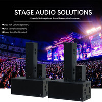 DBK F310+LS218P Système audio complet avec enceintes colonne 3x10 pouces et double amplificateur de subwoofer 18 pouces pour DJ et églises