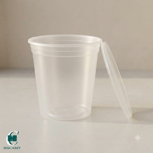 Vasos Desechables de PP para Comida, Recipientes Redondos Transparentes de Plástico con Tapas para Llevar, Catering, Aperitivos, Postres y Salsas - Product Image 3