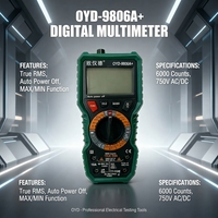 Multimètre numérique Oyd 9806A Plus True RMS avec écran LCD, 4 chiffres, 6000 points de mesure, sélection automatique de la plage, testeur de tension et d'intensité AC/DC