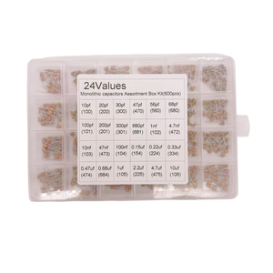 Kit de condensateurs monolithiques 24 types-10pF à 10uF, tension nominale 50V, pas de 5.08mm, 25 pièces par type, <span class=keywords><strong>total</strong></span> 600 pièces - Product Image 3