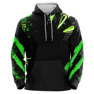 Sudadera con capucha gráfica verde negra Jersey unisex Streetwear Sudadera de lana Moda casual OEM ODM Logotipo personalizado Ropa de invierno - Product Image 1