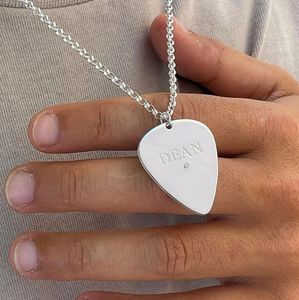 مجوهرات ملهمة الحد الأدنى مطلية بالذهب عيار 18 من الفولاذ المقاوم للصدأ عالي المصقول من الزركون العصري للغيتار قلادة قلادة - Product Image 5