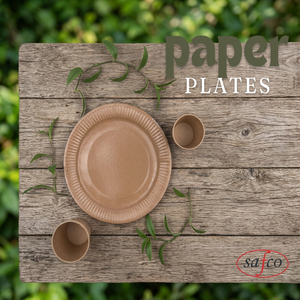 Assiettes en papier jetables rondes très résistantes, résistantes à l'huile et à l'humidité, vaisselle de service alimentaire pour hamburgers, pâtes, pizzas, repas - Product Image 1