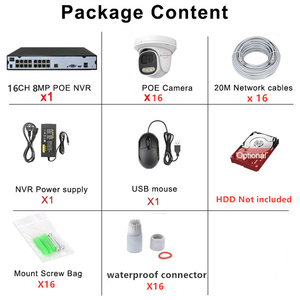 Jianvision 16-kênh PoE IP NVR 8MP không thấm nước Dome CCTV Hệ thống camera tầm nhìn ban đêm âm thanh Cat6 cáp cho hệ thống giám sát - Product Image 3