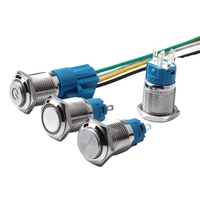 Interruptor de botón pulsador metálico de cabeza plana CHYF de 16 mm, 19 mm, 22 mm, interruptor de botón pulsador con luz LED luminosa para bricolaje, con bloqueo/reinicio