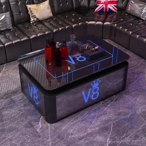 <span class=keywords><strong>Bar</strong></span> discoteca Karaoke Dance Lounge Mesa LED personalizar Logo tamaño vidrio templado marco de acero inoxidable iluminar Mesa VIP - Product Image 3