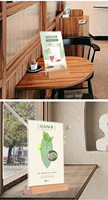Support de table transfrontalier en acrylique et bois de hêtre avec base triangulaire pour affichage de listes de prix et de menus, personnalisable